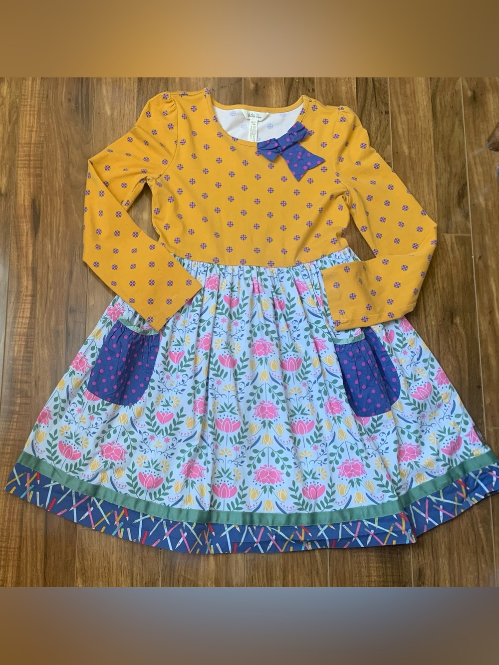 Girls Matilda Jane Long Sleeve Gold Star Dress Size 12